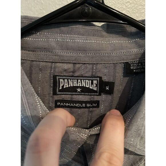 Panhandle Slim Mens XL Embroidered Pearl Snap Long Sleeve Shirt Gray - Picture 2 of 11